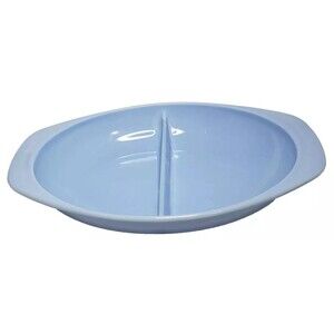 Vtg Blue Pyrex Milk Glass 1063 Divided Serving Baking Dish No Lid Grannycore